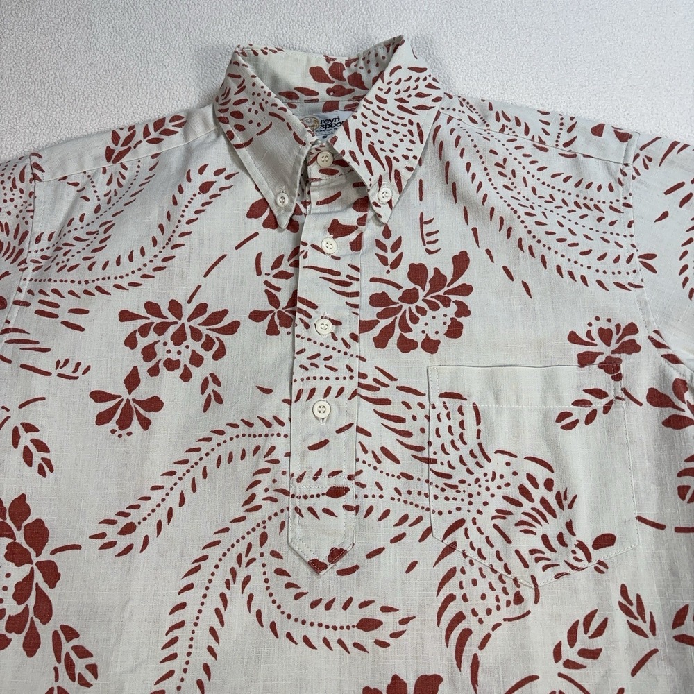VTG Reyn‎ Spponer Polo Men's S Off-White Red Floral Phoenixes Pocket Button Down - Picture 4 of 13